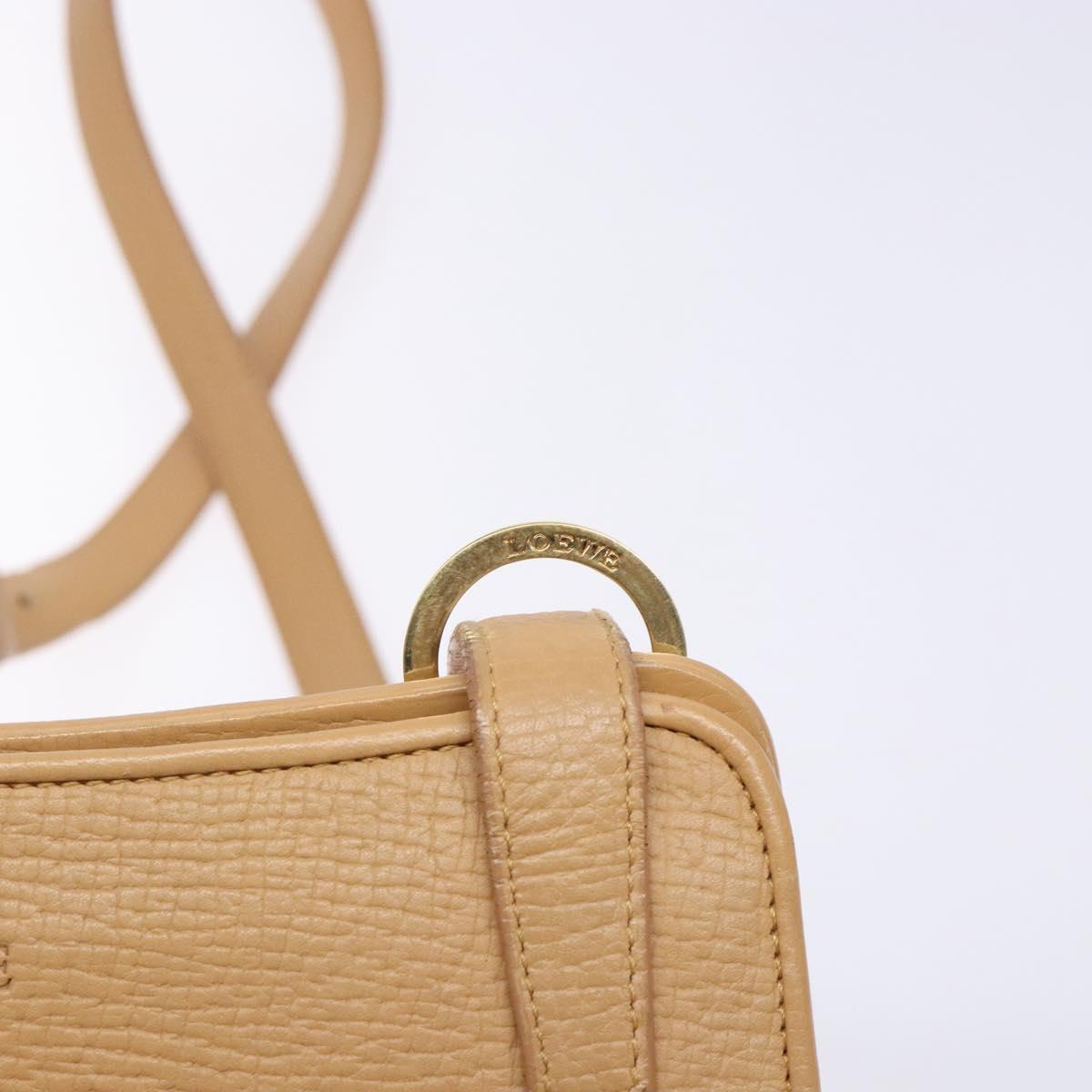 LOEWE Shoulder Bag Leather Beige Gold Auth 132265