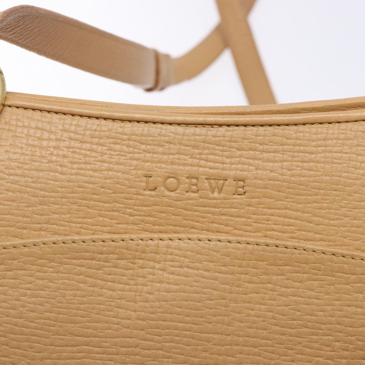 LOEWE Shoulder Bag Leather Beige Gold Auth 132265