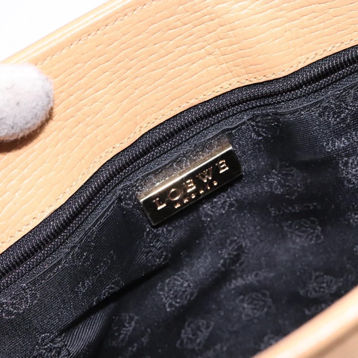 LOEWE Shoulder Bag Leather Beige Gold Auth 132265