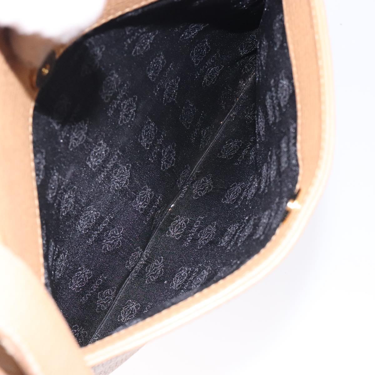 LOEWE Shoulder Bag Leather Beige Gold Auth 132265