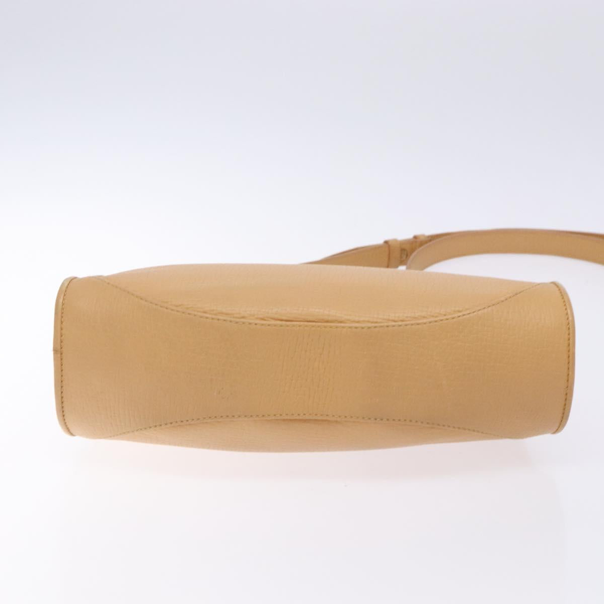 LOEWE Shoulder Bag Leather Beige Gold Auth 132265