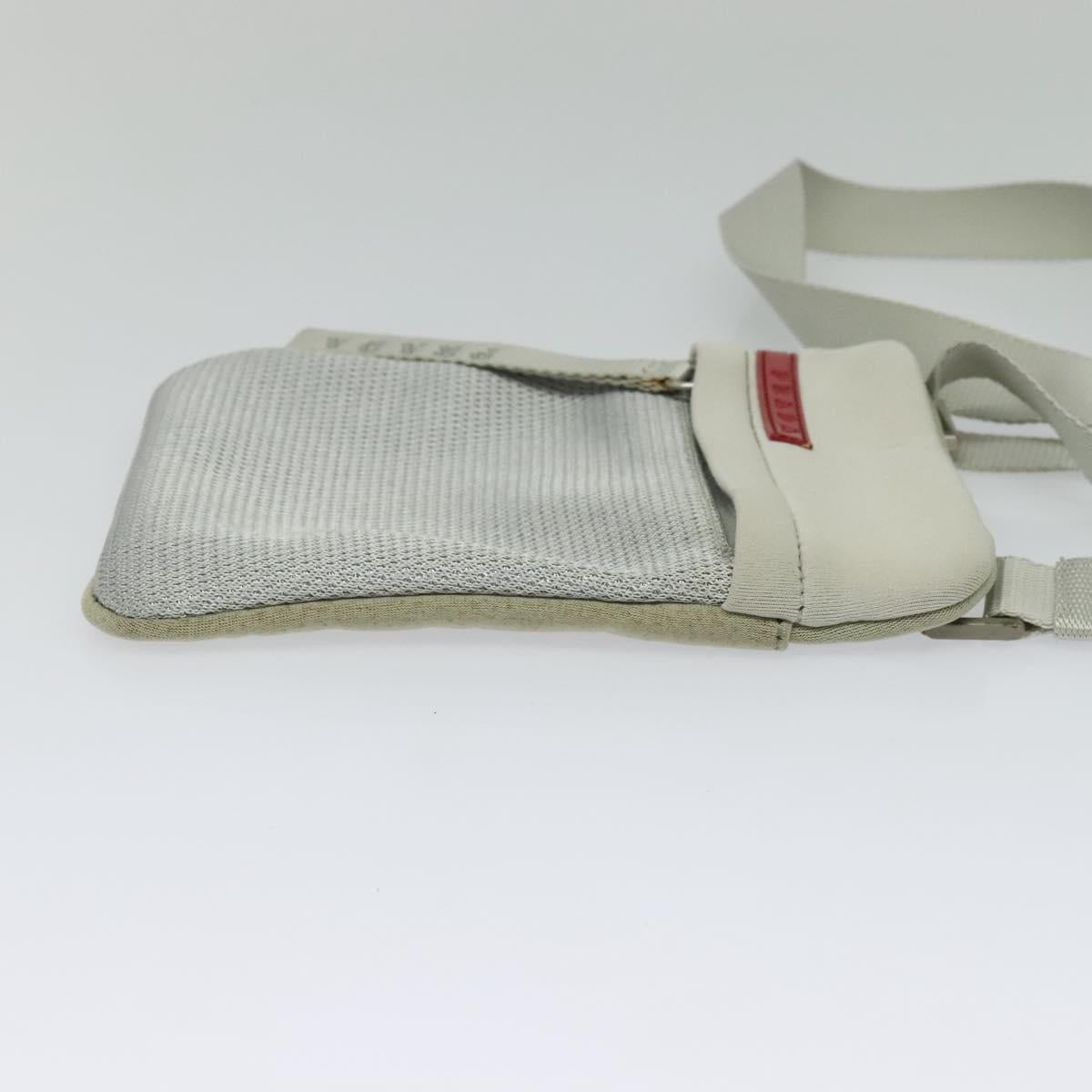 PRADA Sports Shoulder Bag Cotton Silver Auth 132275