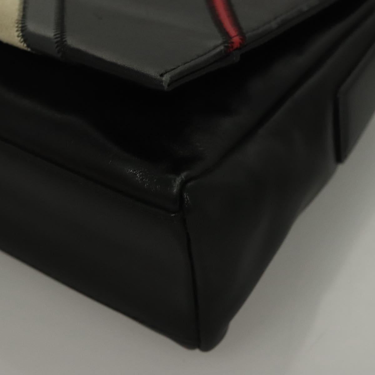 BURBERRY Nova Check Shoulder Bag Leather Black Gold Auth 132286