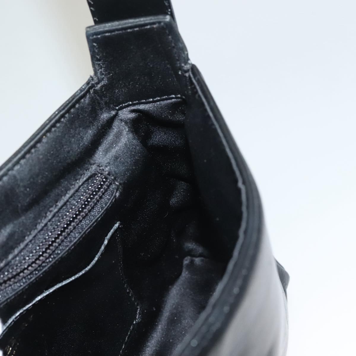 BURBERRY Nova Check Shoulder Bag Leather Black Gold Auth 132286