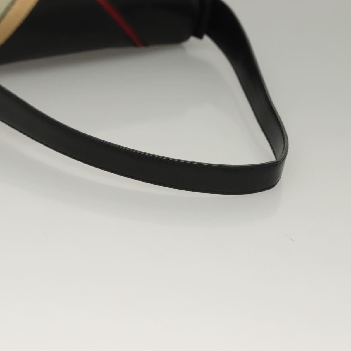 BURBERRY Nova Check Shoulder Bag Leather Black Gold Auth 132286