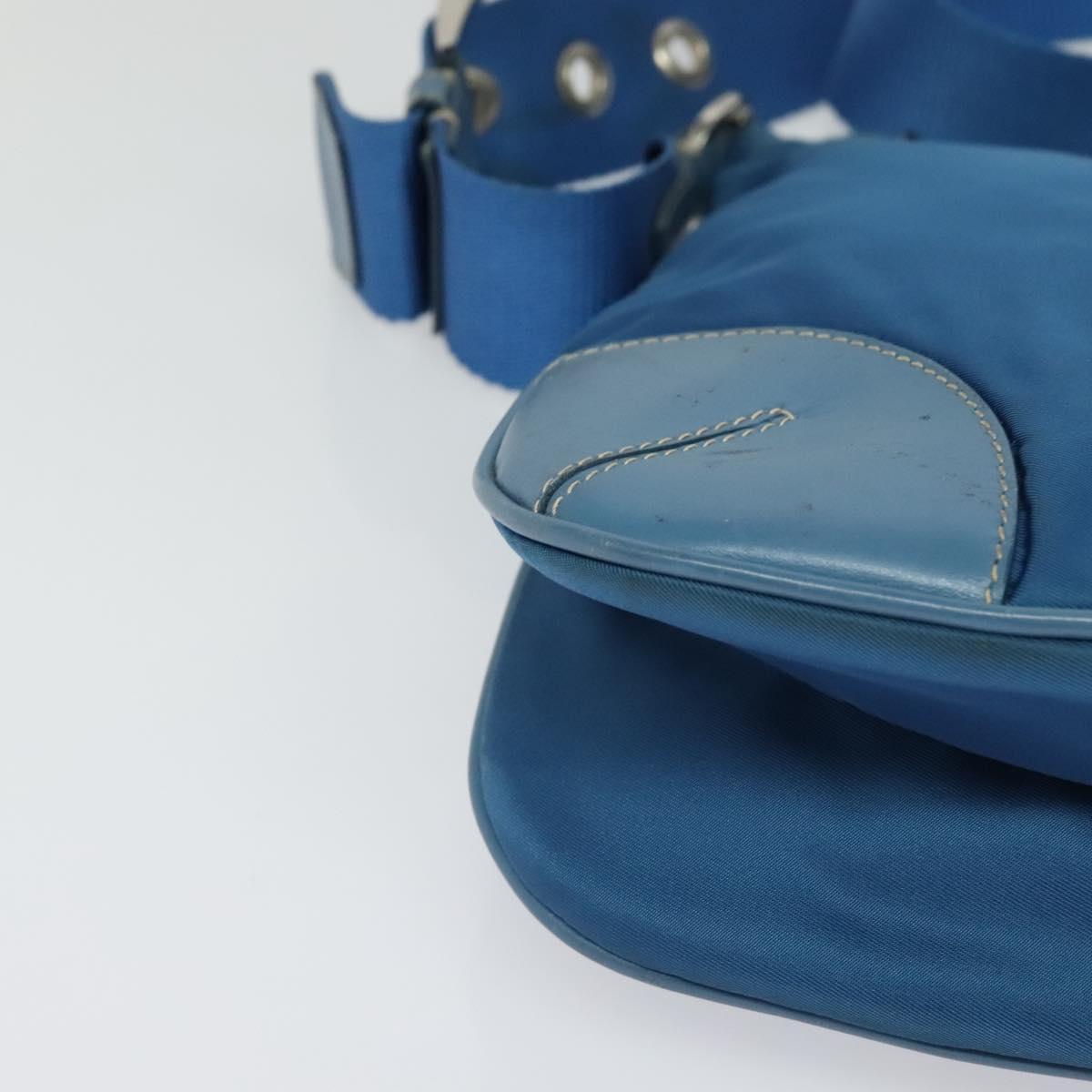 PRADA Shoulder Bag Nylon Blue Silver Auth 132289