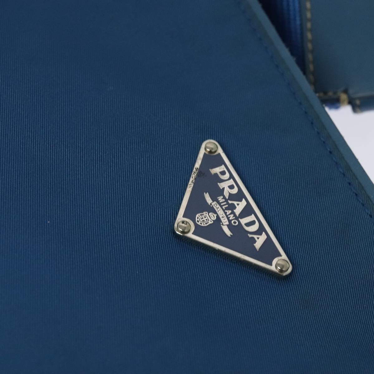 PRADA Shoulder Bag Nylon Blue Silver Auth 132289