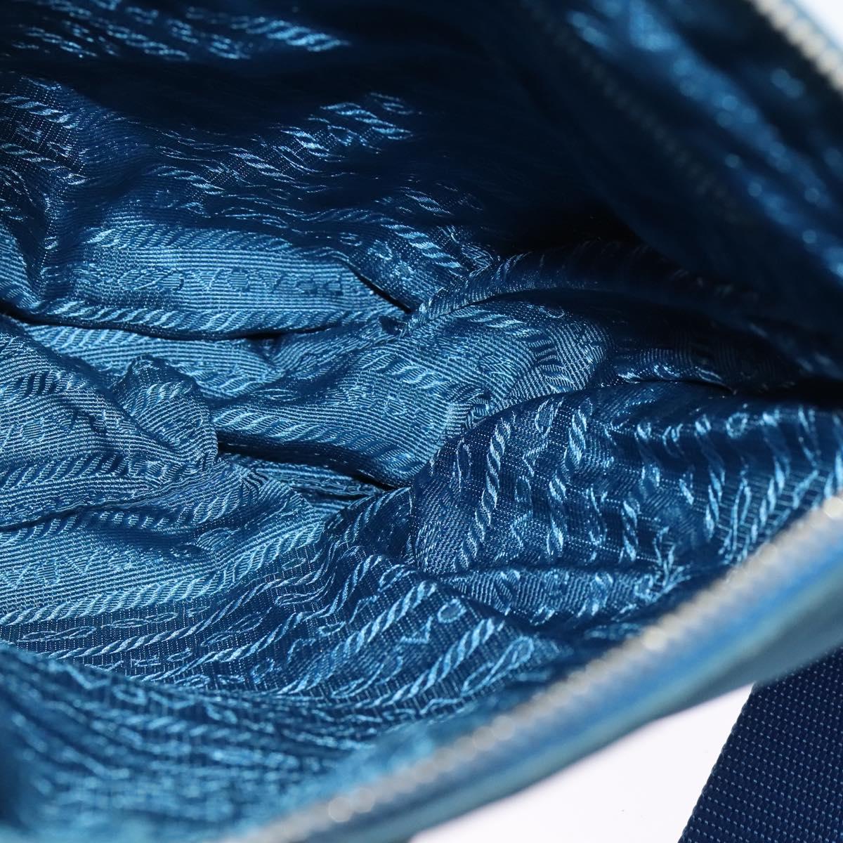 PRADA Shoulder Bag Nylon Blue Silver Auth 132289