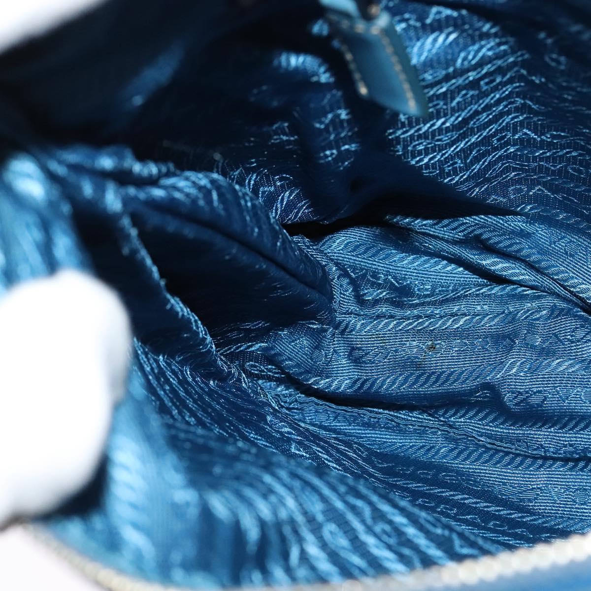 PRADA Shoulder Bag Nylon Blue Silver Auth 132289