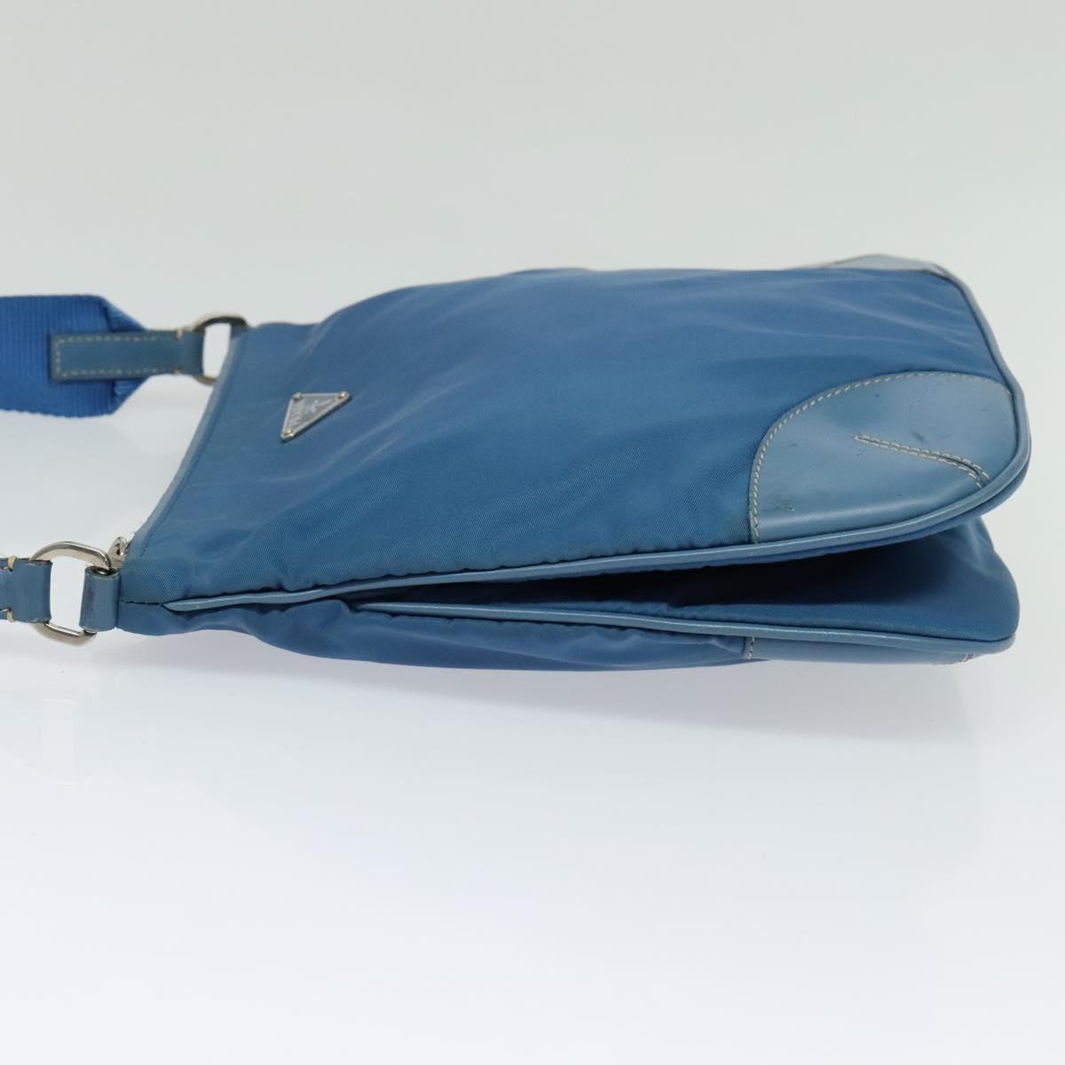 PRADA Shoulder Bag Nylon Blue Silver Auth 132289