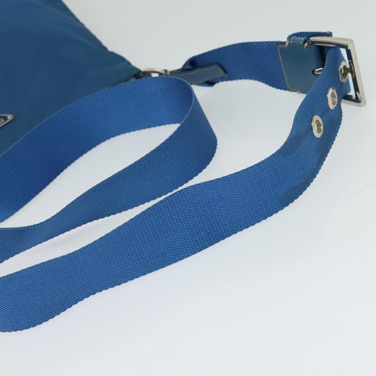 PRADA Shoulder Bag Nylon Blue Silver Auth 132289