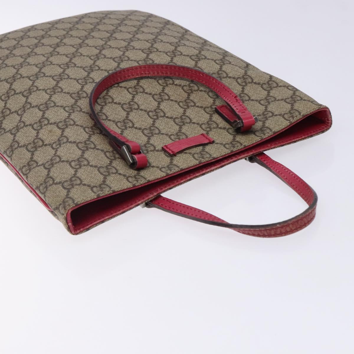 GUCCI GG Supreme Hand Bag PVC Beige Silver 117551 Auth 132297