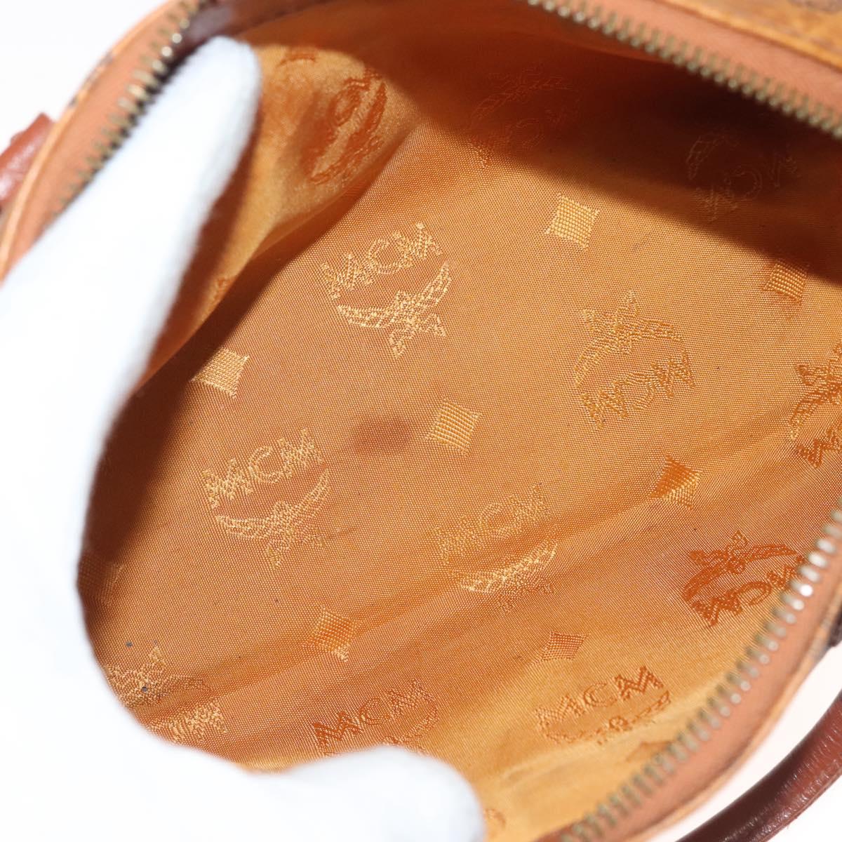 MCM Logogram Vicetos Mini Boston Bag PVC Leather 2way Brown Gold Auth 132305