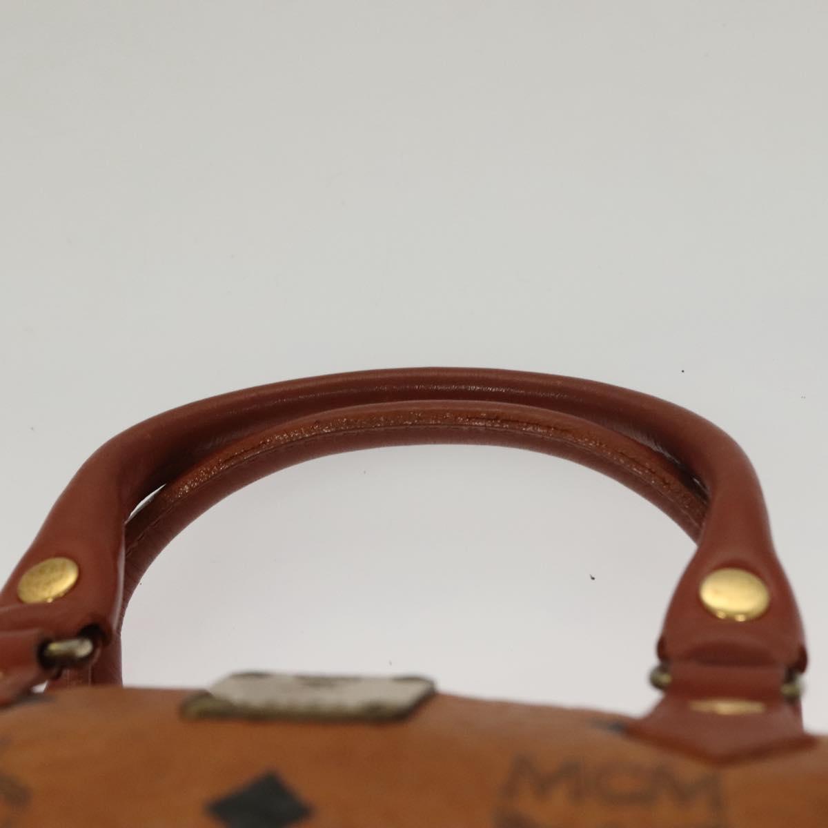 MCM Logogram Vicetos Mini Boston Bag PVC Leather 2way Brown Gold Auth 132305