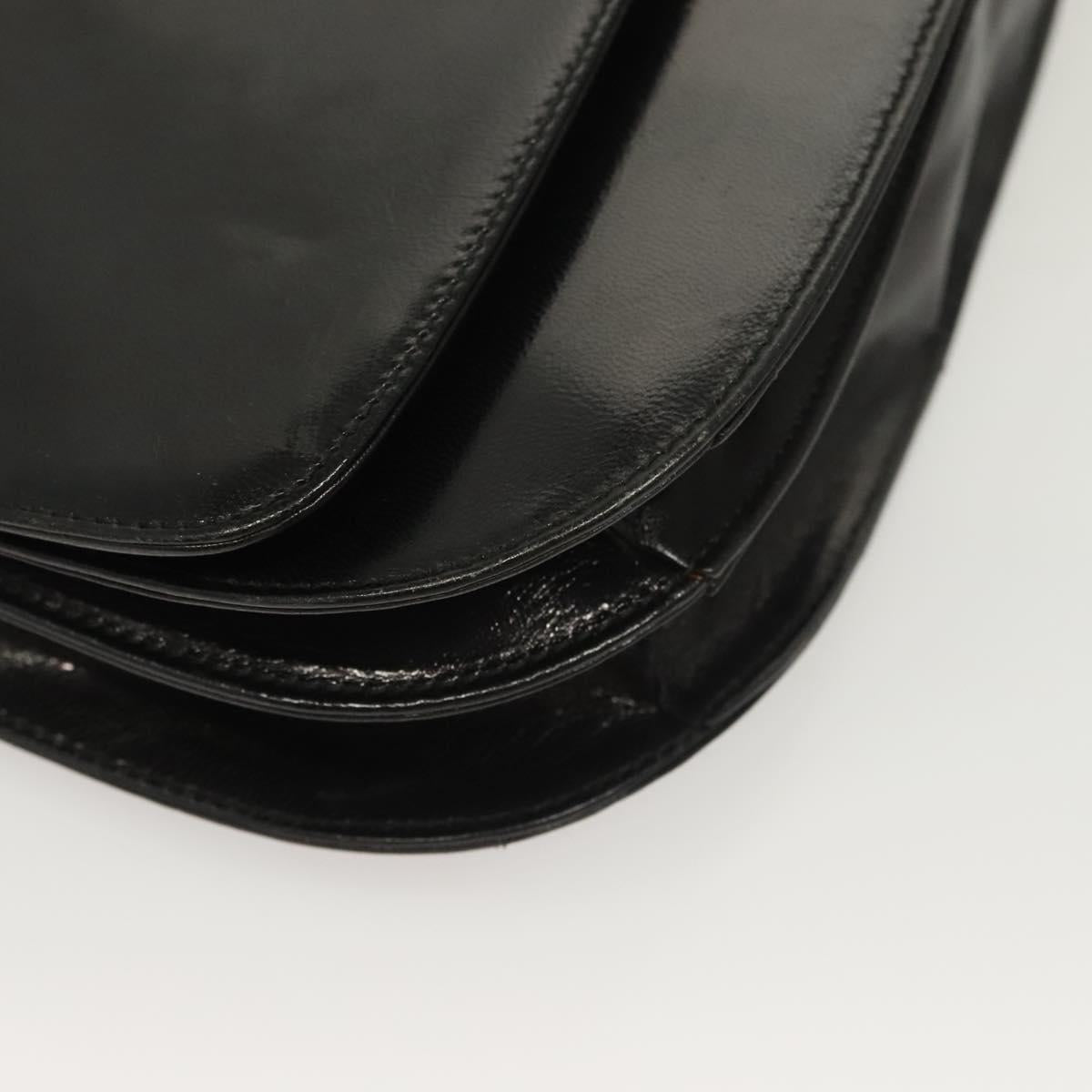 PRADA Chain Shoulder Bag Leather Black Auth 132369