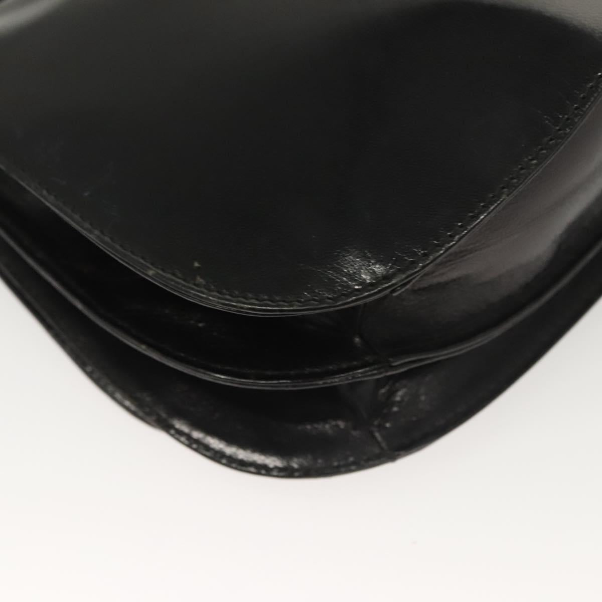 PRADA Chain Shoulder Bag Leather Black Auth 132369