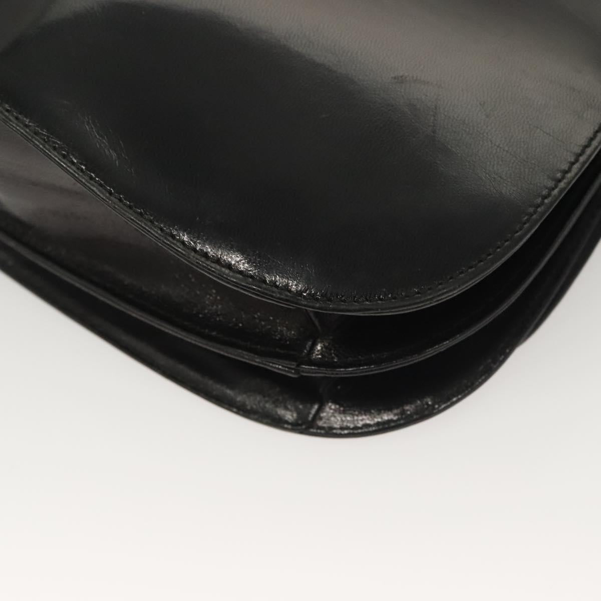 PRADA Chain Shoulder Bag Leather Black Auth 132369