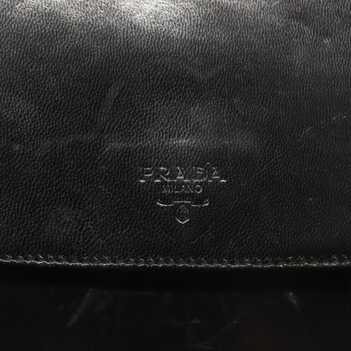 PRADA Chain Shoulder Bag Leather Black Auth 132369
