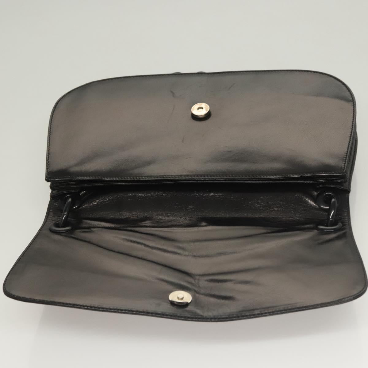 PRADA Chain Shoulder Bag Leather Black Auth 132369