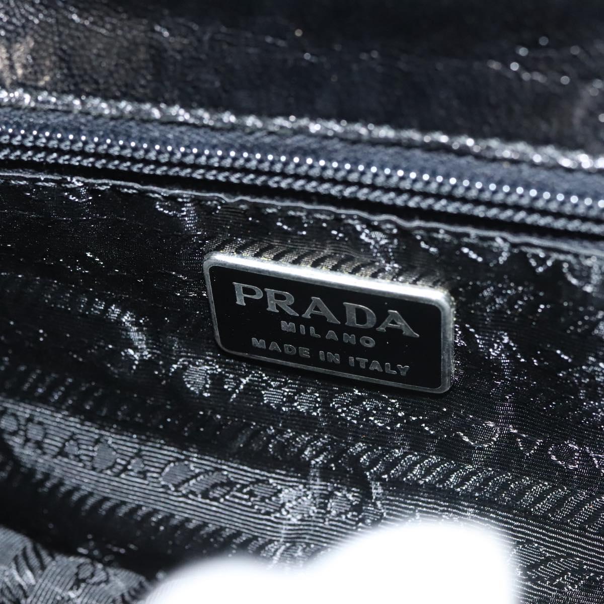 PRADA Chain Shoulder Bag Leather Black Auth 132369