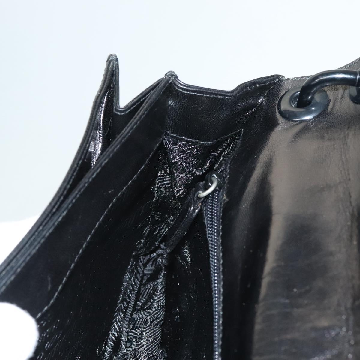 PRADA Chain Shoulder Bag Leather Black Auth 132369