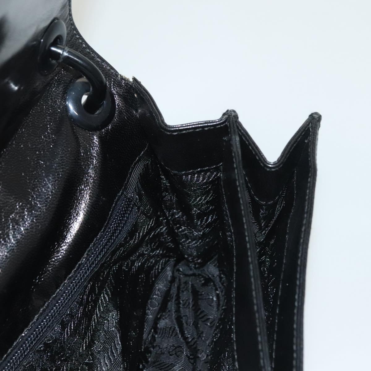 PRADA Chain Shoulder Bag Leather Black Auth 132369
