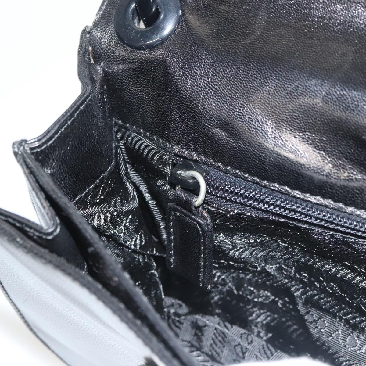 PRADA Chain Shoulder Bag Leather Black Auth 132369