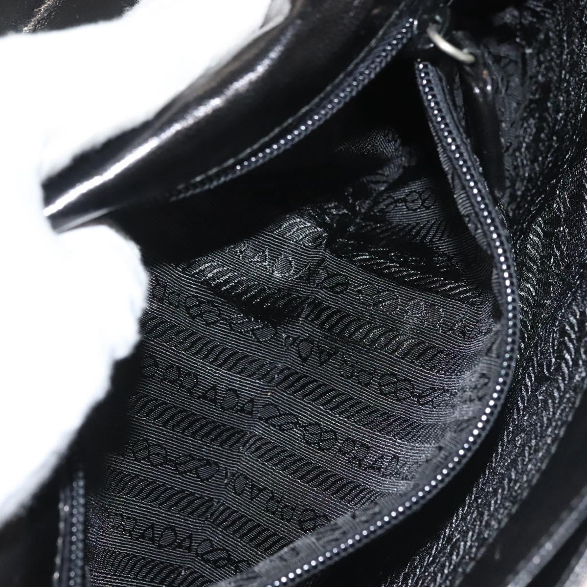 PRADA Chain Shoulder Bag Leather Black Auth 132369