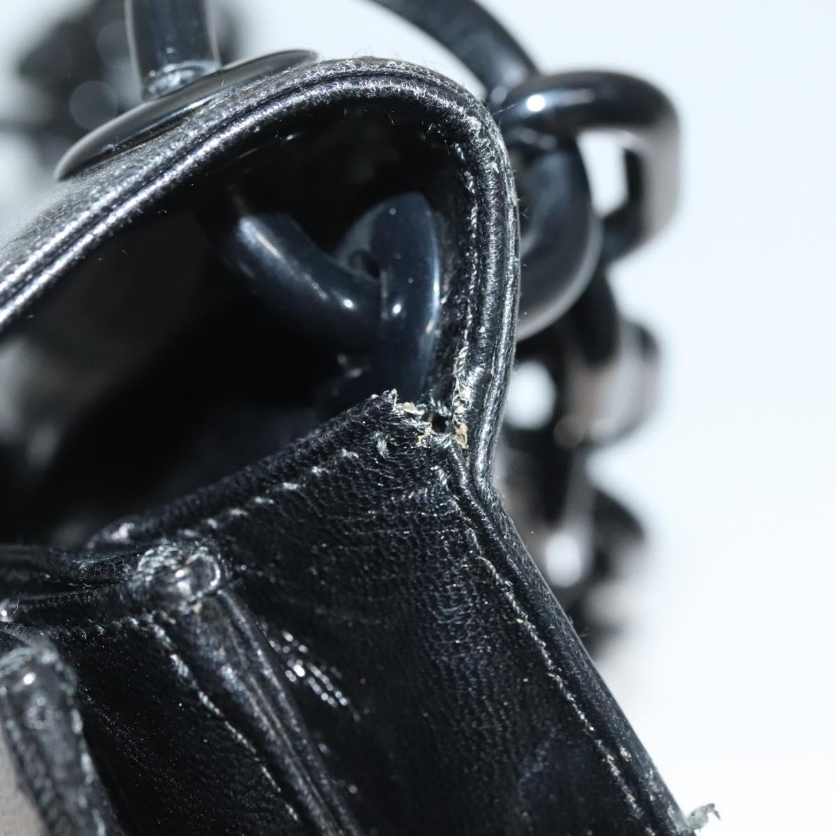 PRADA Chain Shoulder Bag Leather Black Auth 132369