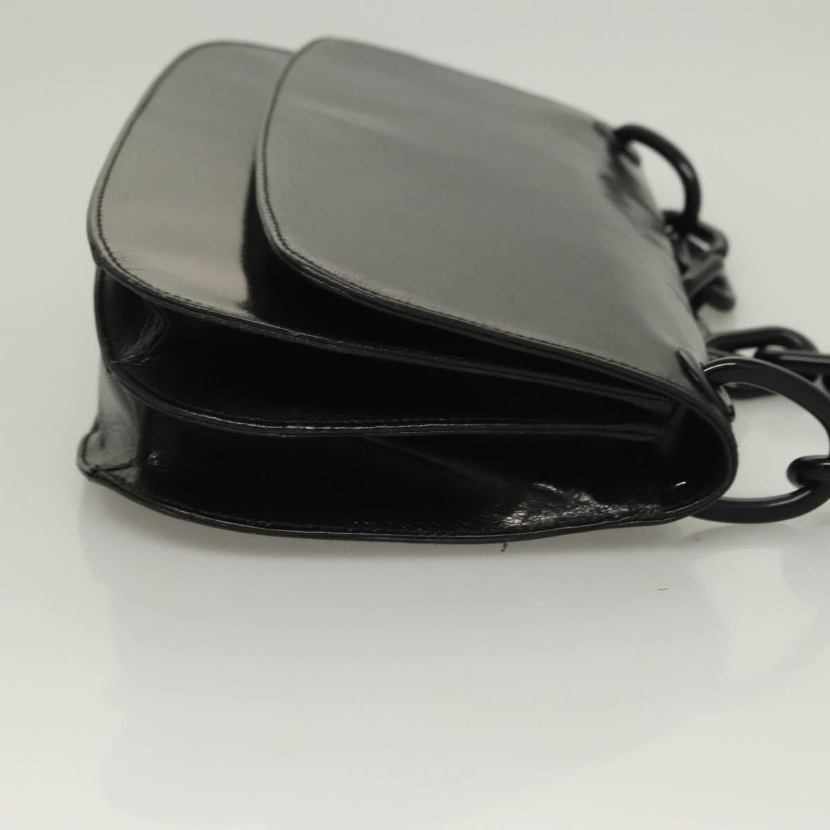 PRADA Chain Shoulder Bag Leather Black Auth 132369