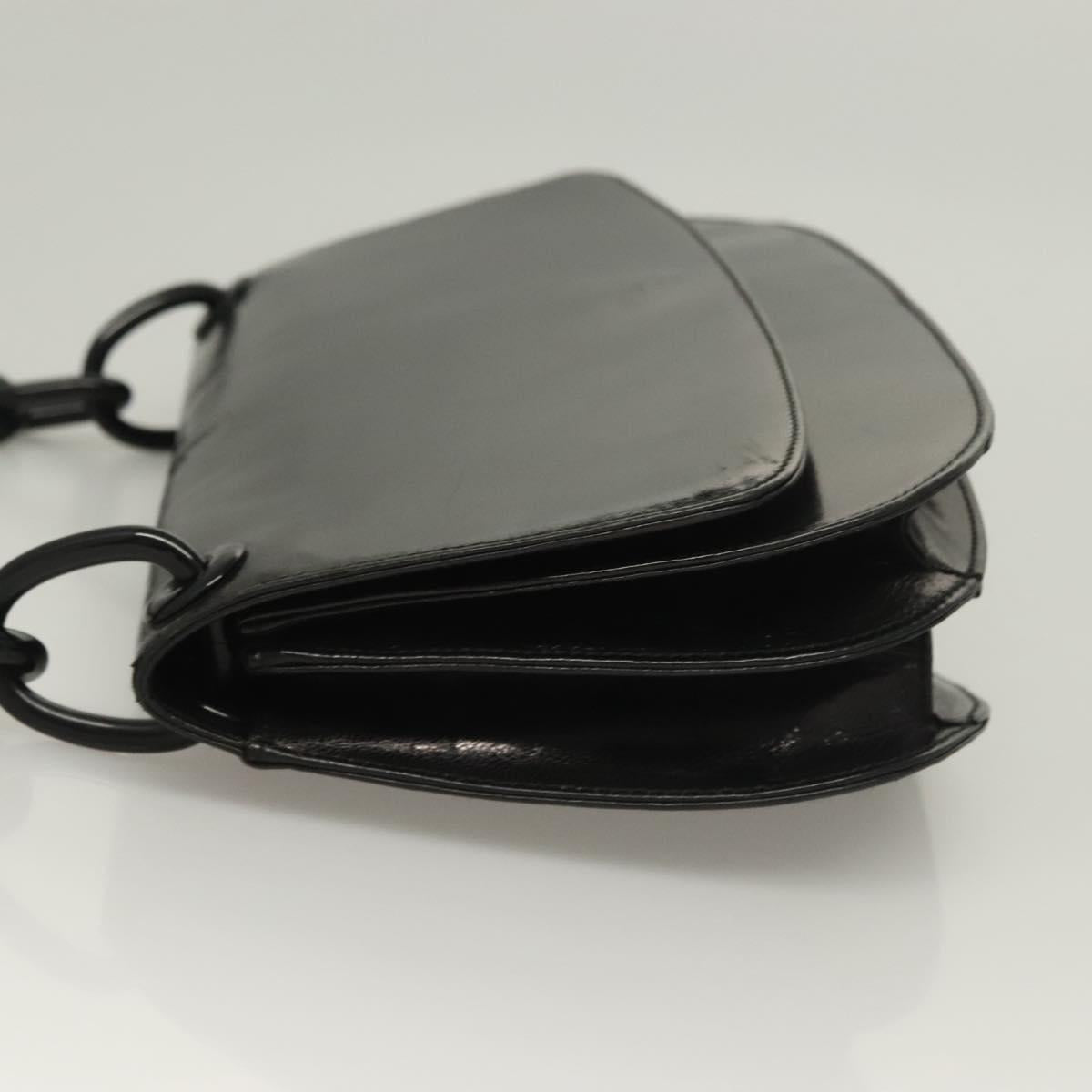 PRADA Chain Shoulder Bag Leather Black Auth 132369