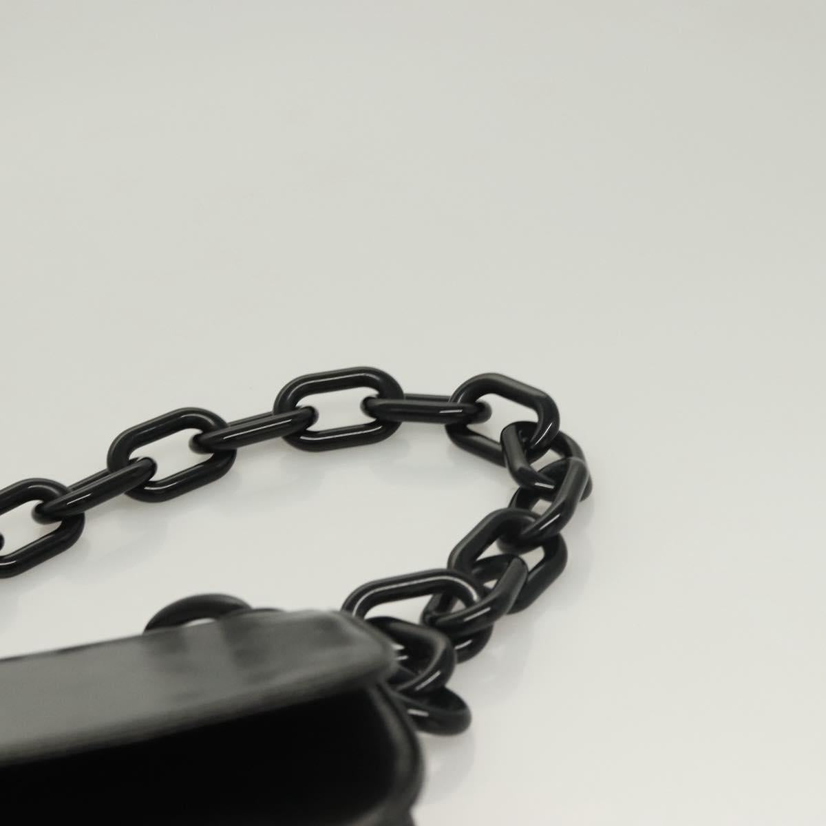 PRADA Chain Shoulder Bag Leather Black Auth 132369