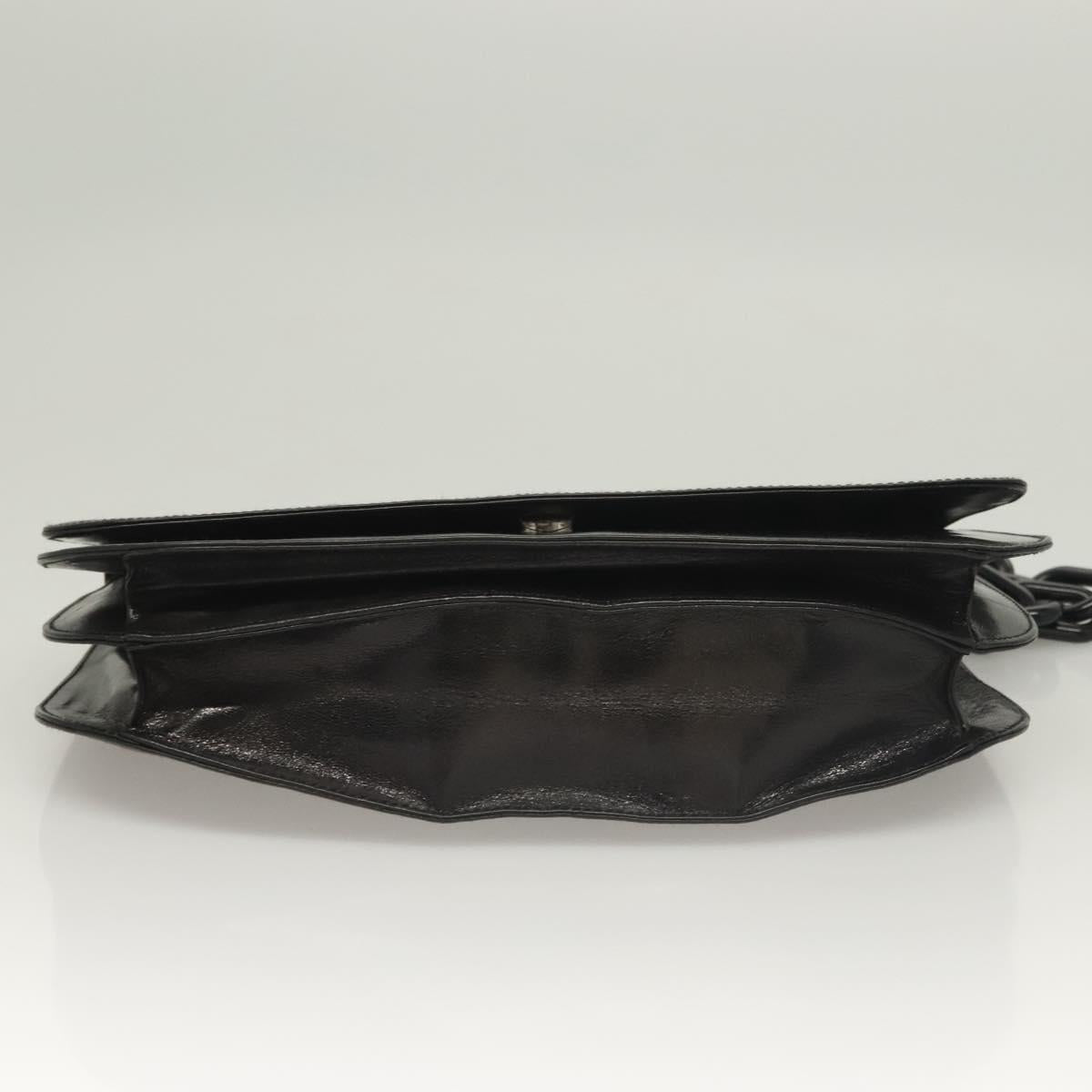 PRADA Chain Shoulder Bag Leather Black Auth 132369