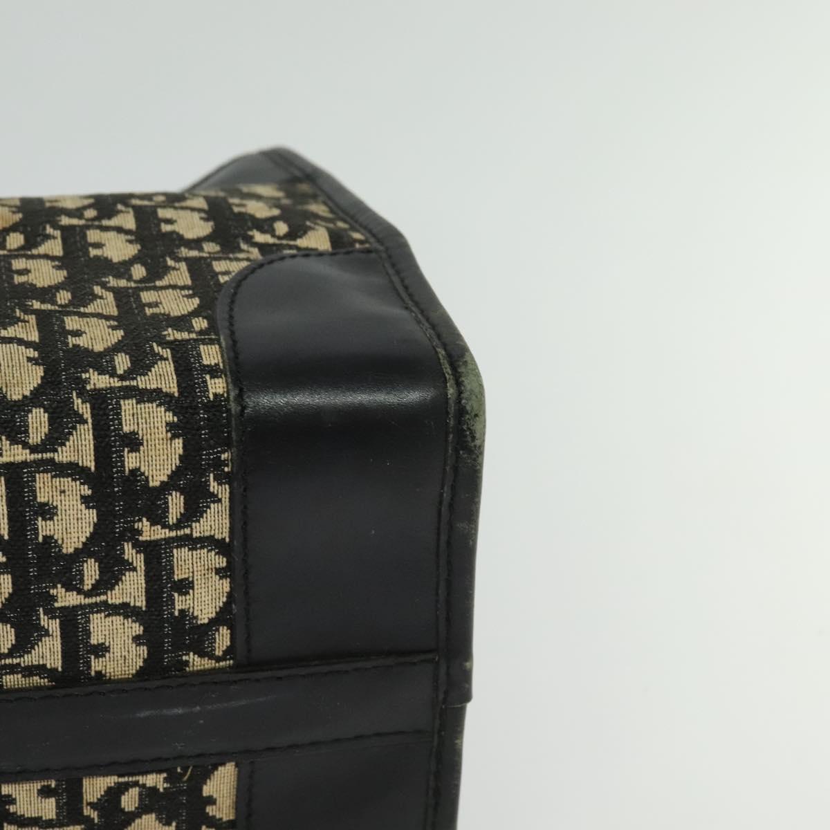 Christian Dior Trotter Canvas Hand Bag Navy Gold Auth 132382