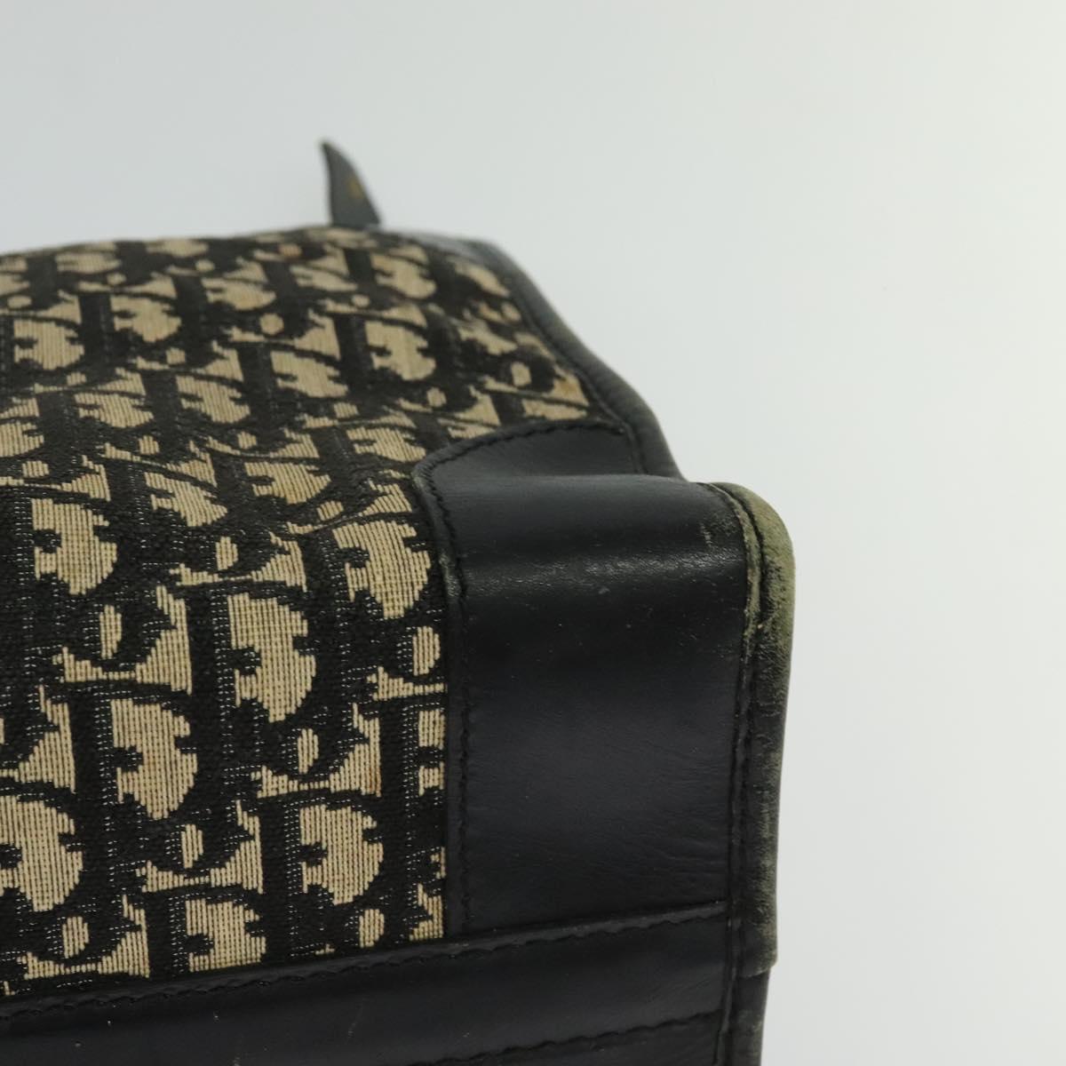 Christian Dior Trotter Canvas Hand Bag Navy Gold Auth 132382
