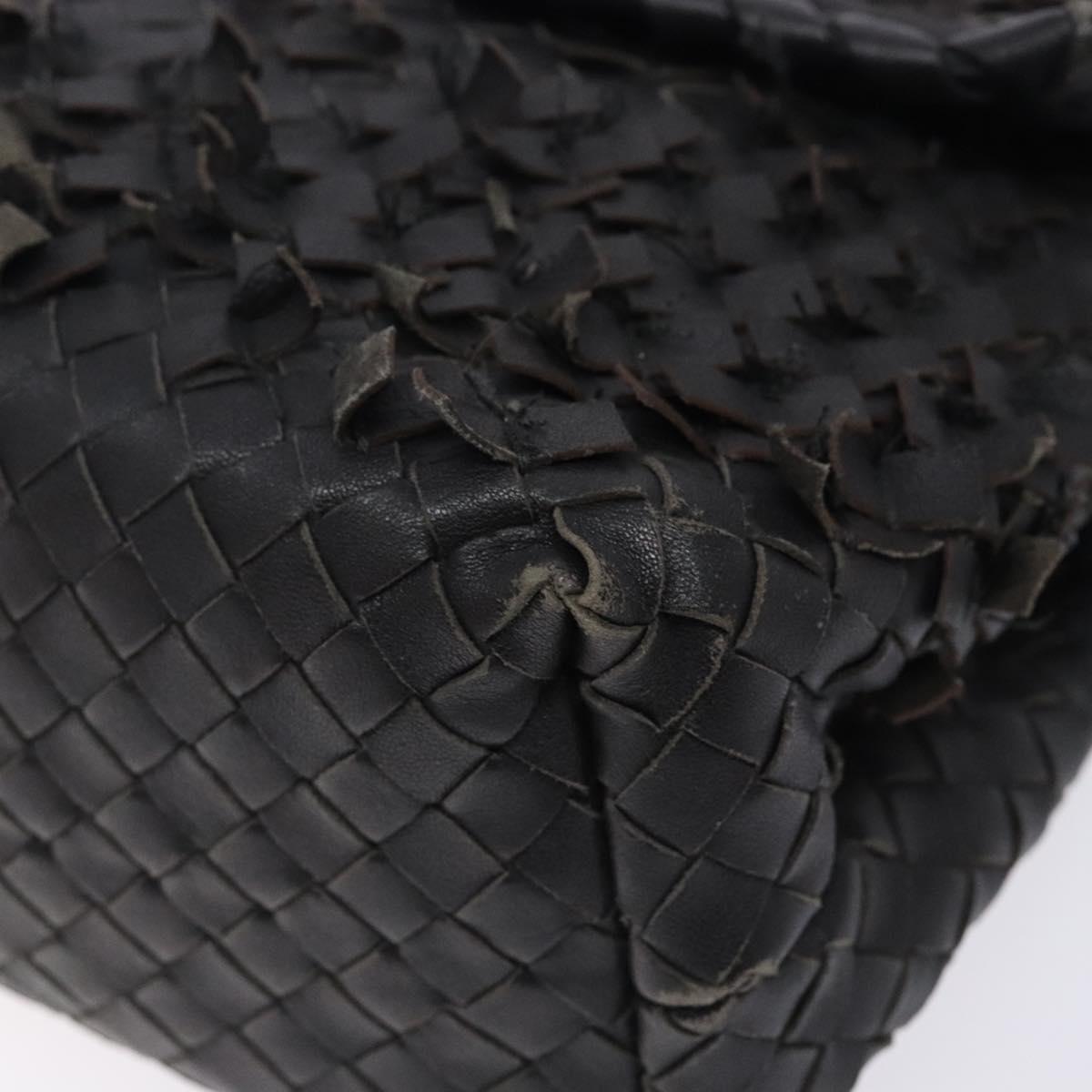 BOTTEGA VENETA INTRECCIATO Shoulder Bag Leather Black Auth 132398