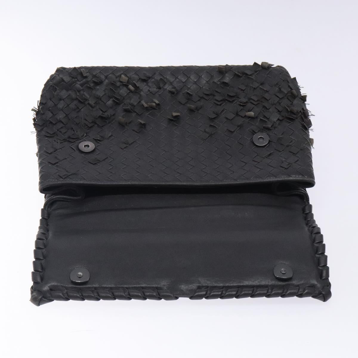 BOTTEGA VENETA INTRECCIATO Shoulder Bag Leather Black Auth 132398