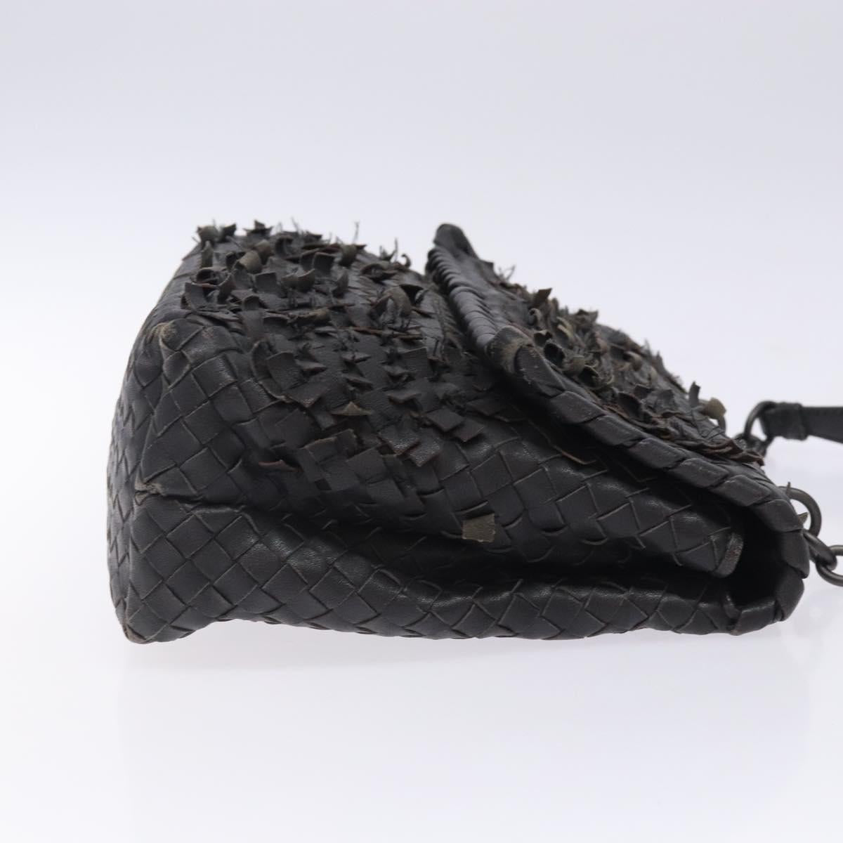 BOTTEGA VENETA INTRECCIATO Shoulder Bag Leather Black Auth 132398