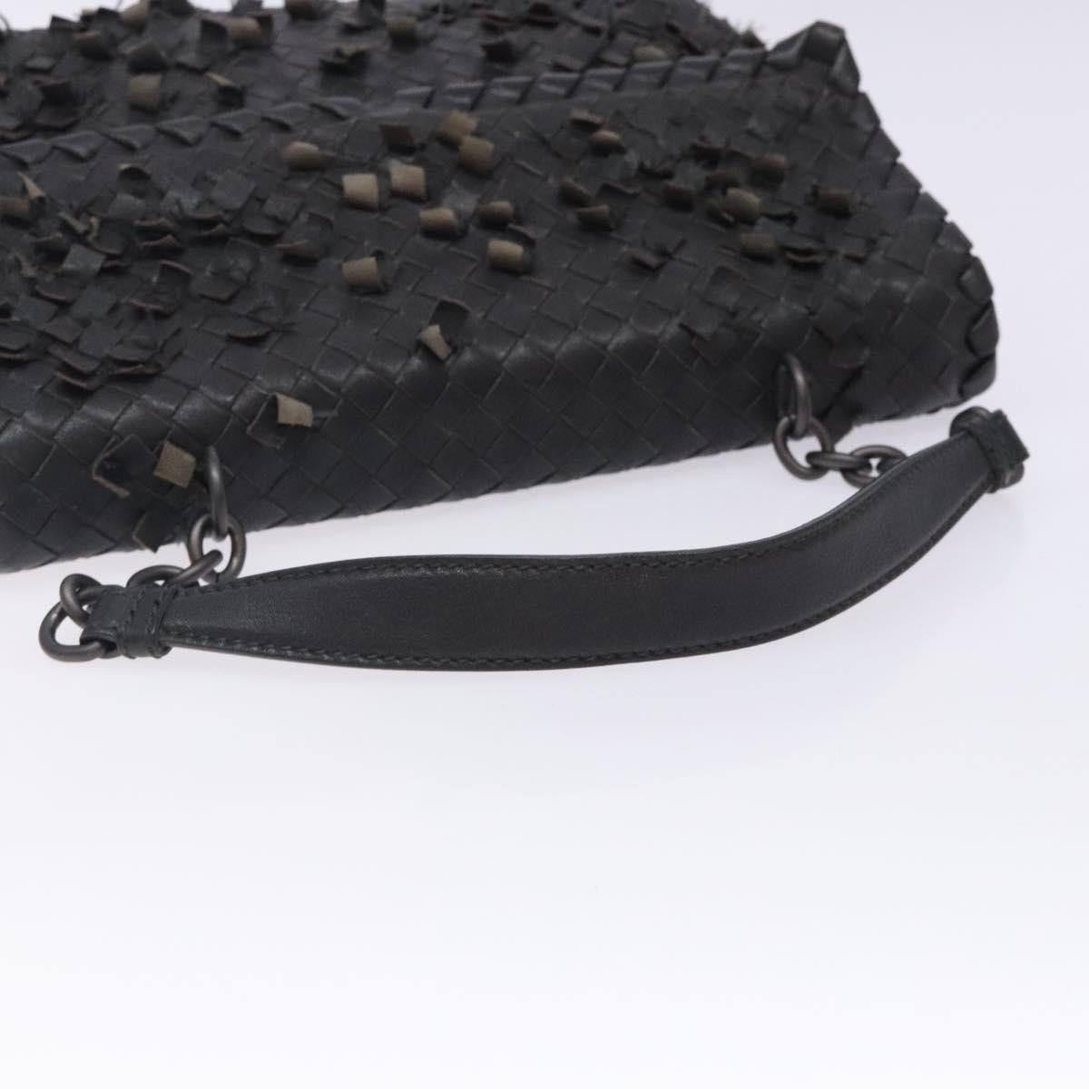 BOTTEGA VENETA INTRECCIATO Shoulder Bag Leather Black Auth 132398