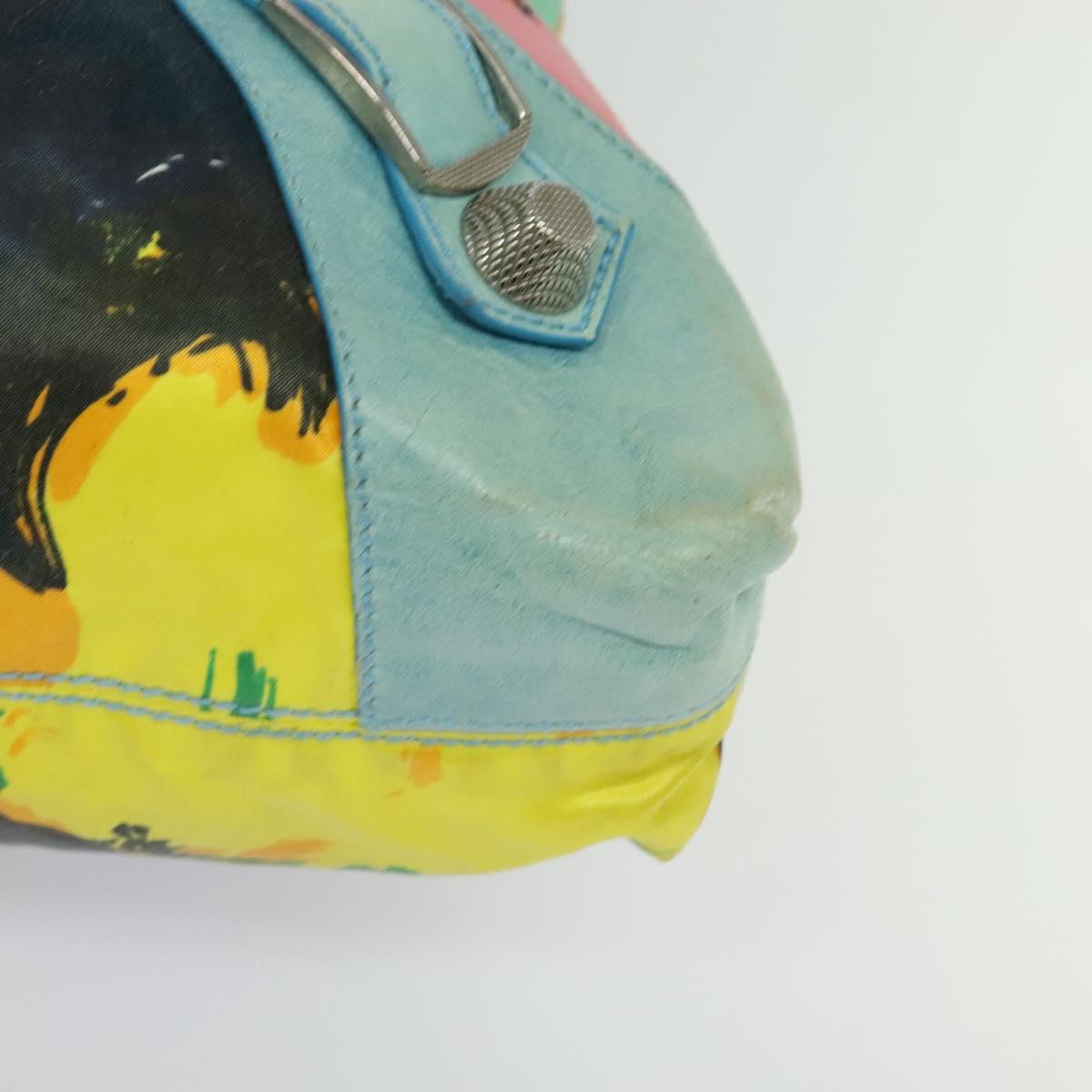 BALENCIAGA The Giant Brief Hand Bag Nylon Light Blue Silver Auth 132399