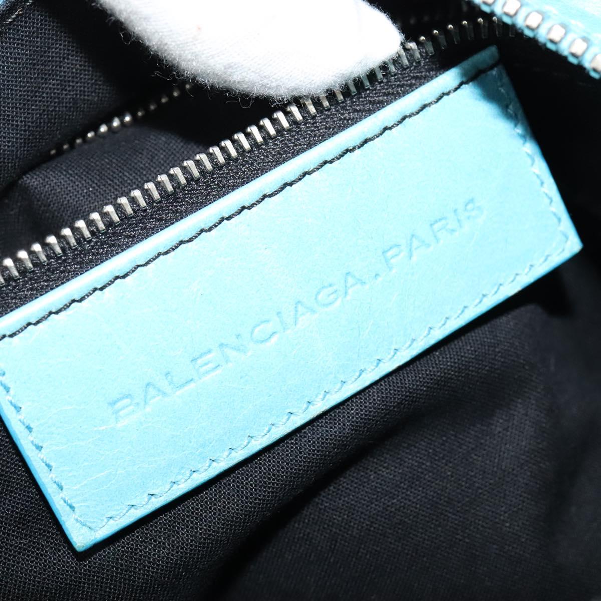 BALENCIAGA The Giant Brief Hand Bag Nylon Light Blue Silver Auth 132399