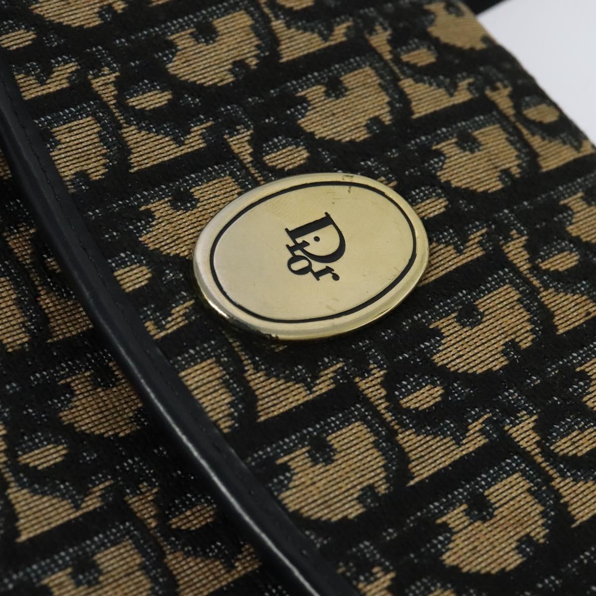 Christian Dior Trotter Canvas Hand Bag Navy Gold Auth 132402