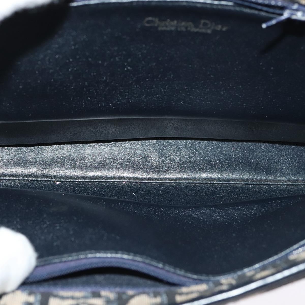Christian Dior Trotter Canvas Hand Bag Navy Gold Auth 132402