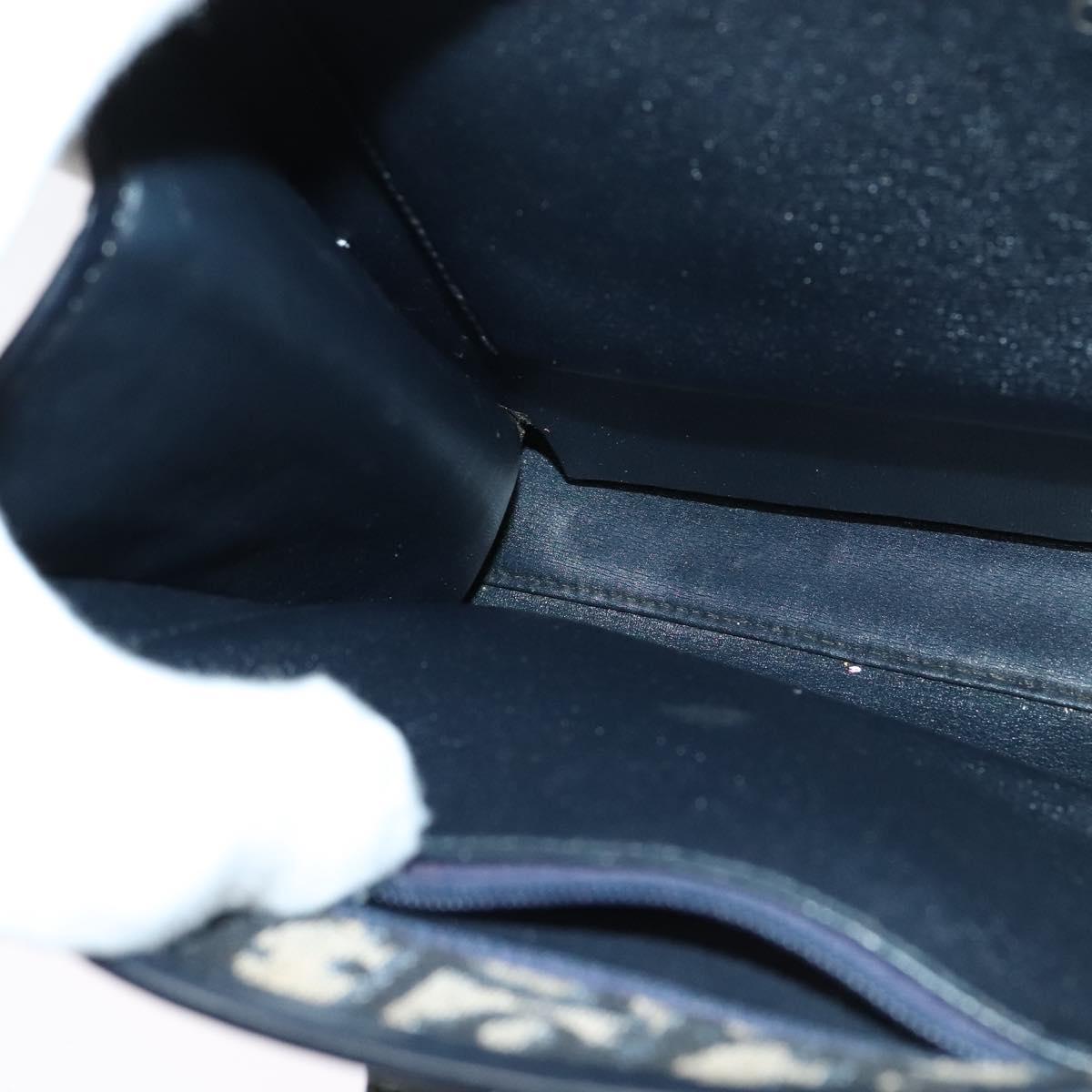 Christian Dior Trotter Canvas Hand Bag Navy Gold Auth 132402