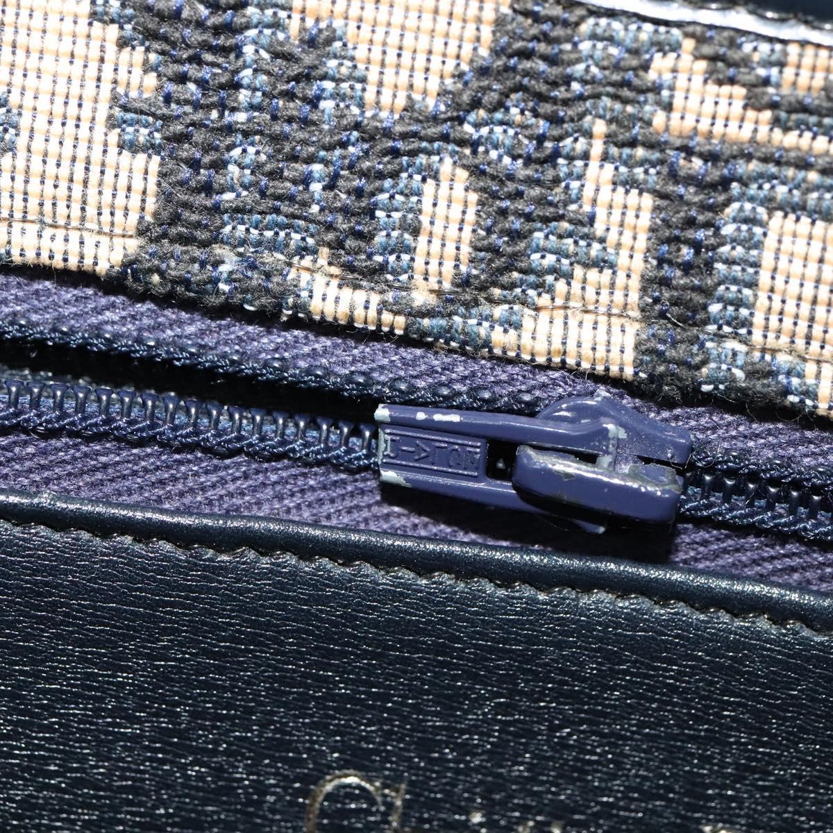 Christian Dior Trotter Canvas Hand Bag Navy Gold Auth 132402