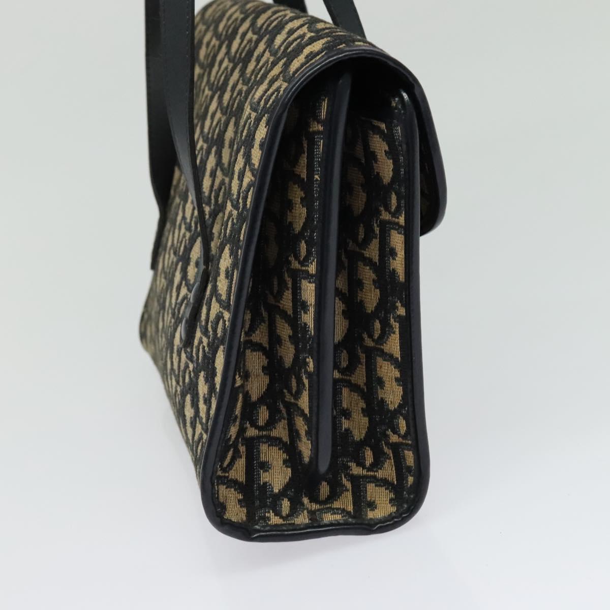 Christian Dior Trotter Canvas Hand Bag Navy Gold Auth 132402