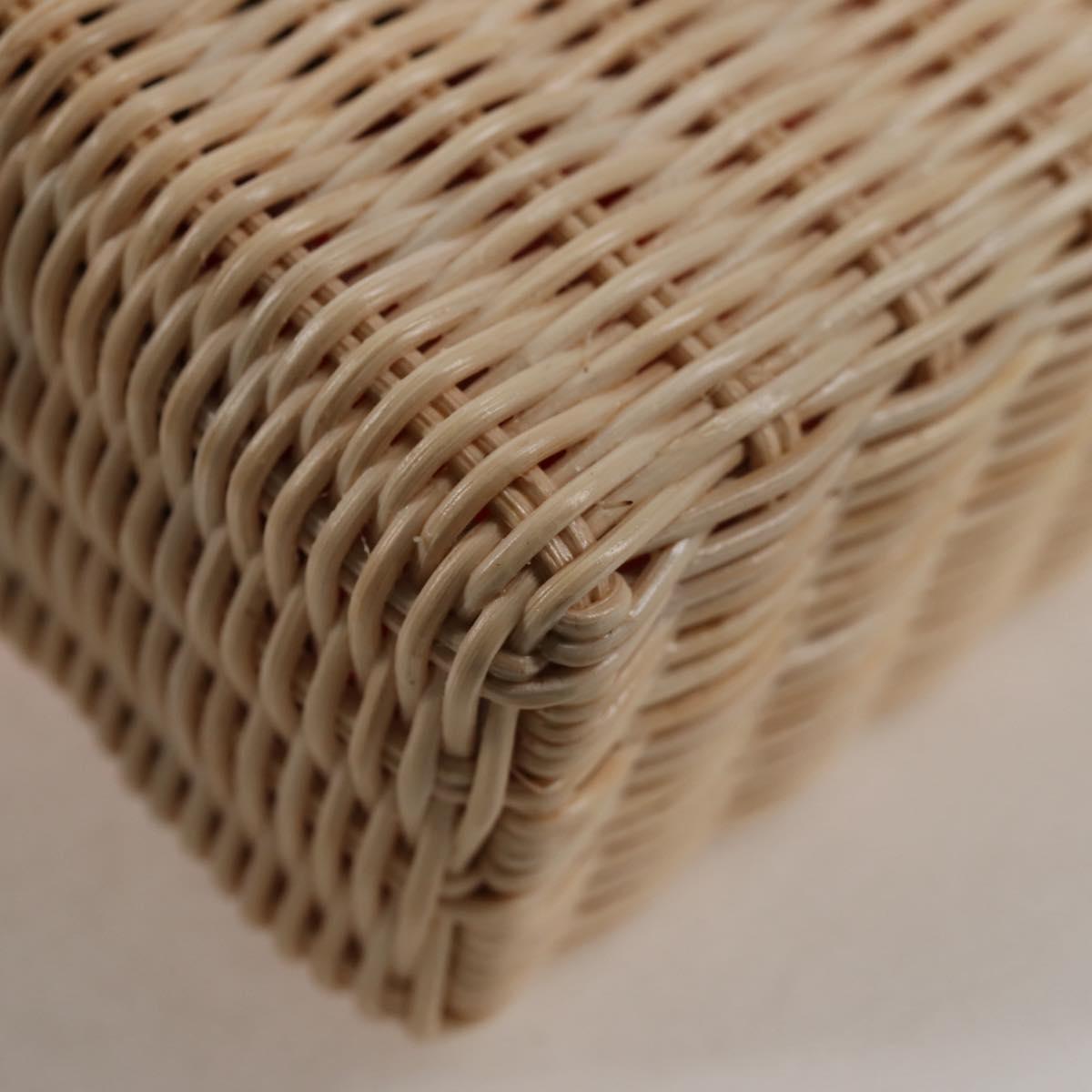 Christian Dior Shoulder Bag Raffia Orange Beige Auth 132405M