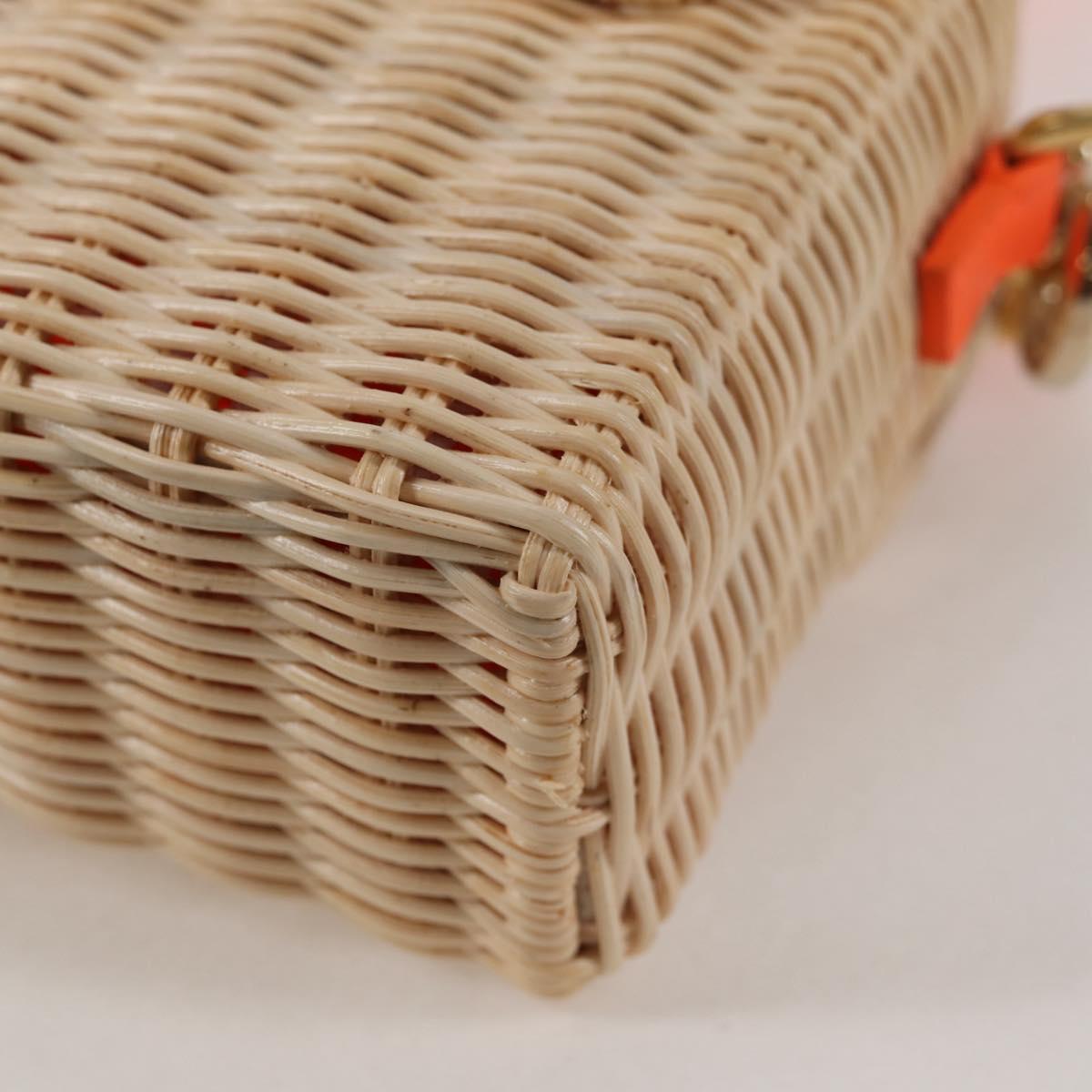 Christian Dior Shoulder Bag Raffia Orange Beige Auth 132405M