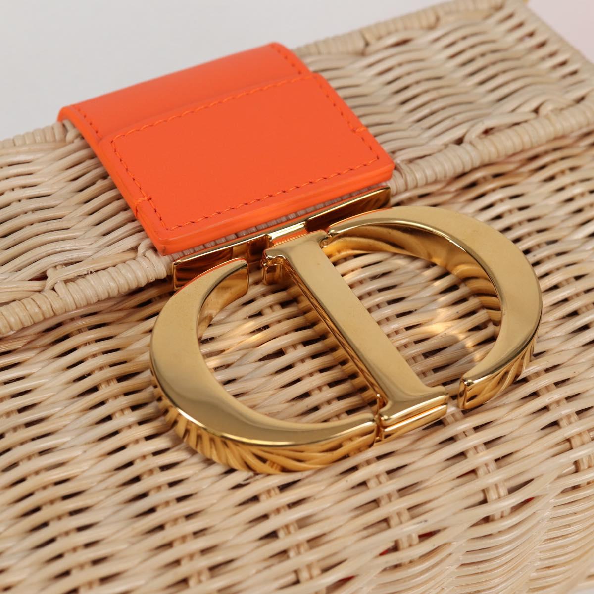 Christian Dior Shoulder Bag Raffia Orange Beige Auth 132405M