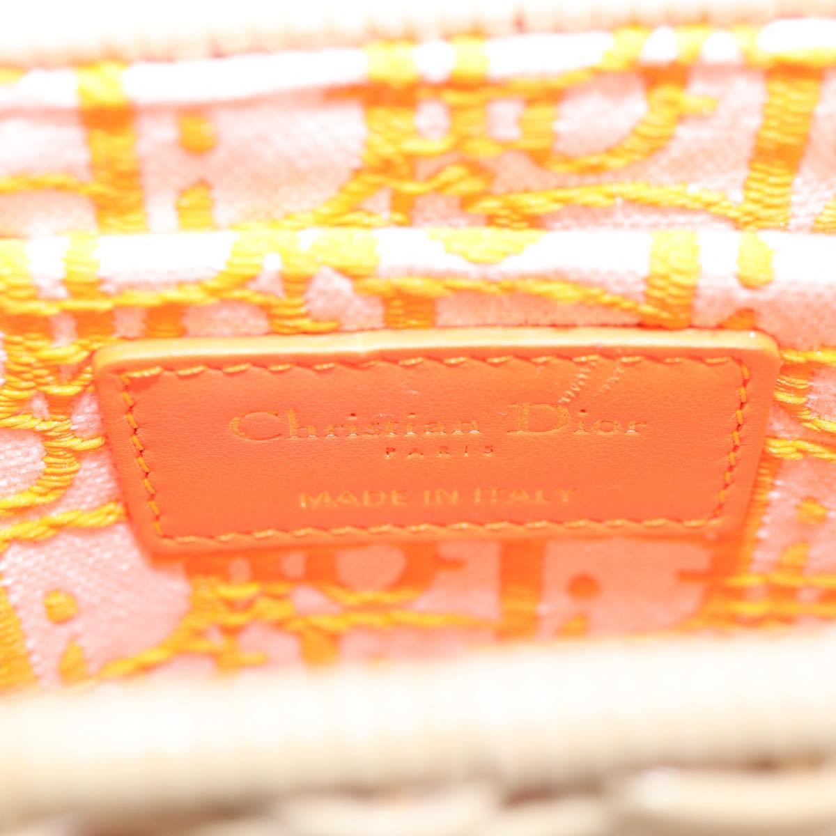 Christian Dior Shoulder Bag Raffia Orange Beige Auth 132405M